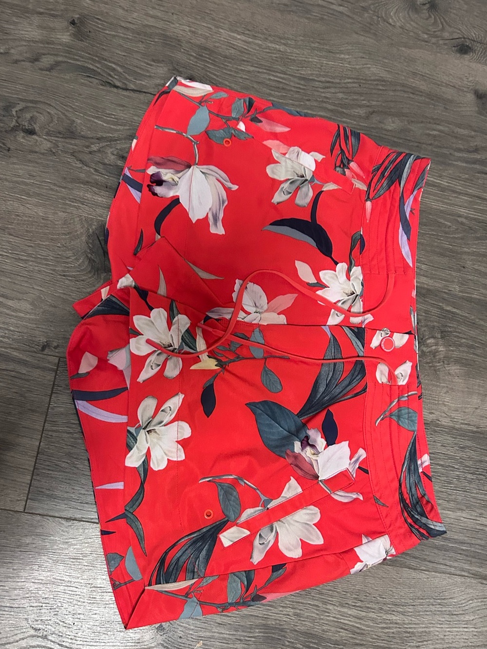 Athleta Red Floral Bermuda Shorts